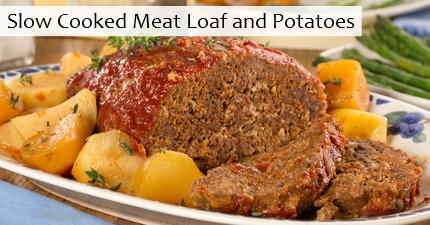 Slow Cooked Meat Loaf and Potatoes