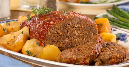 Slow Cooked Meat Loaf and Potatoes