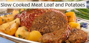 Slow Cooked Meat Loaf and Potatoes